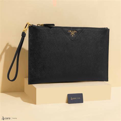 Black Saffiano Leather Clutch 